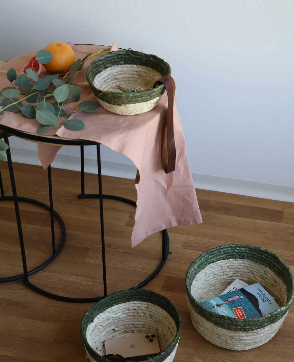 Tischläufer aus altrosa Bio Baumwoll-Leinenmix, 40 x 120 cm