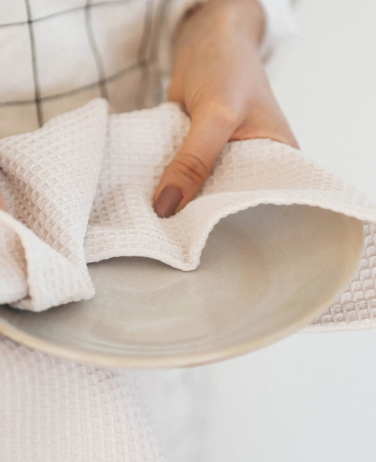 Handtuch aus Baumwolle in Waffel Piqué in Off-White