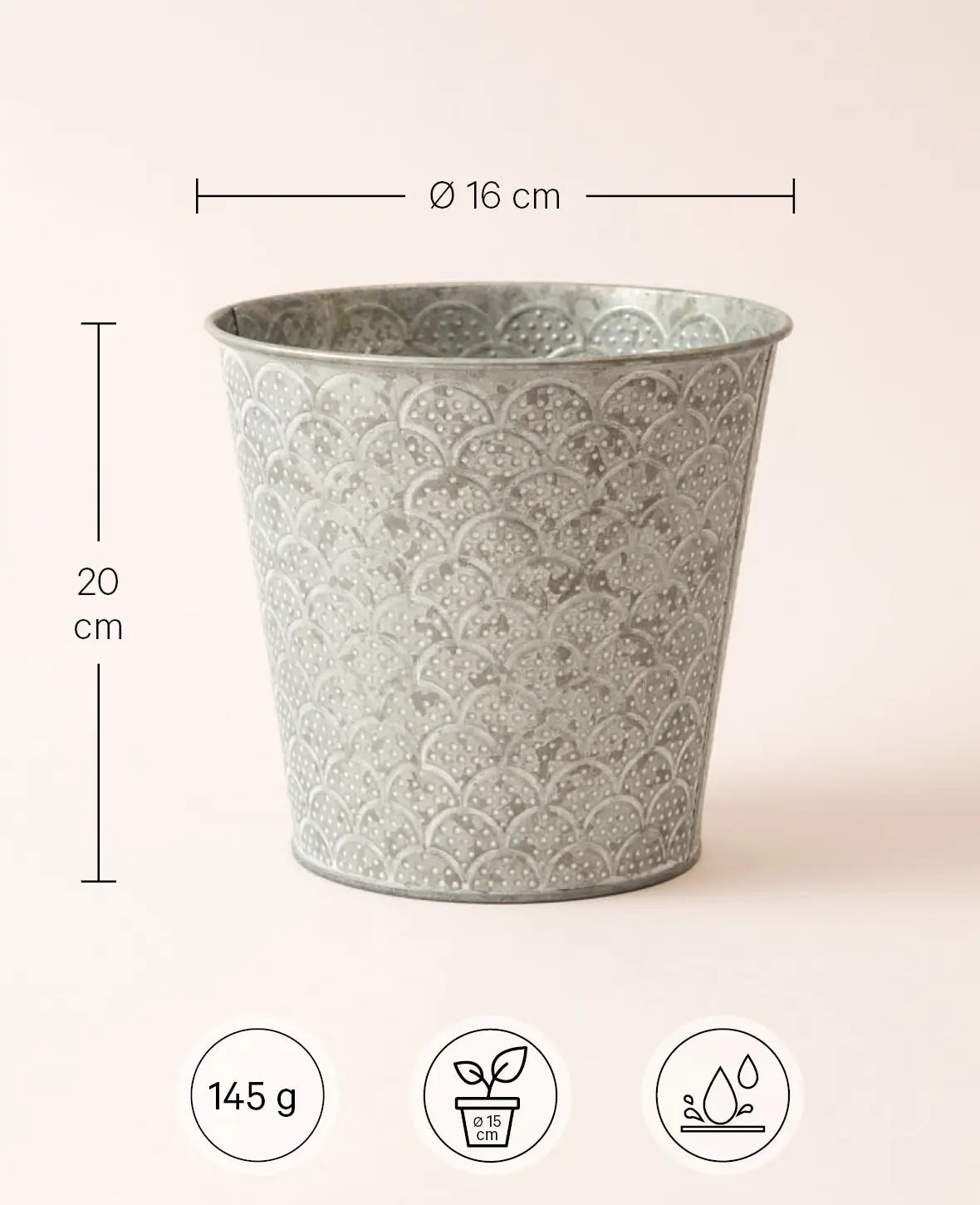 Blumentopf / Übertopf aus Blech mit Orient-Muster, Ø 16 x H 15 cm
