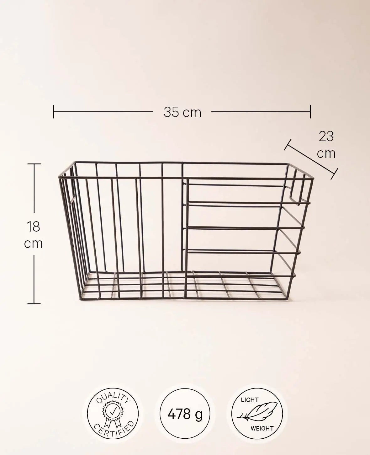 Stapelbarer Aufbewahrungskorb aus matt schwarzem Metall für Küche und Bad, B 23 x L 35 x H 18 cm