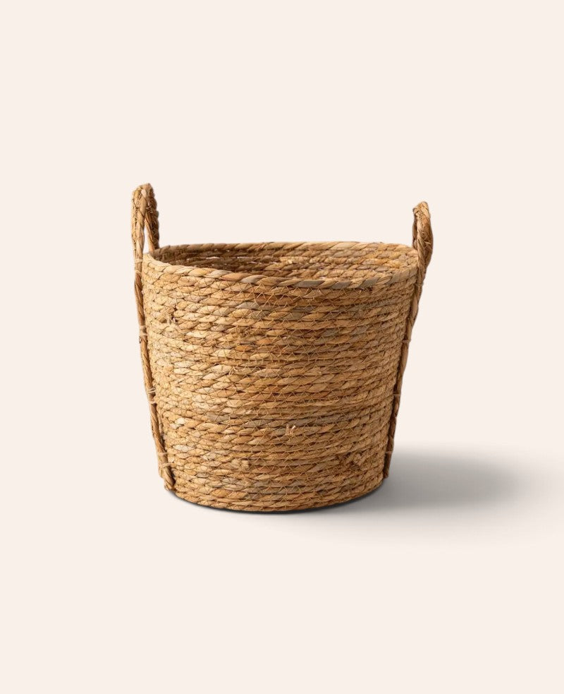 Aufbewahrungskorb aus dunklen Naturfasern, Ø 31 cm x H 26