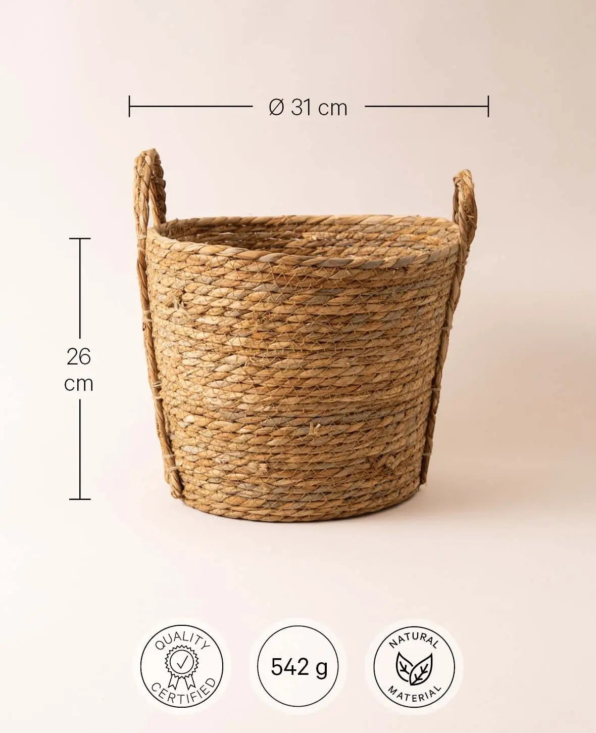 Aufbewahrungskorb aus dunklen Naturfasern, Ø 31 cm x H 26