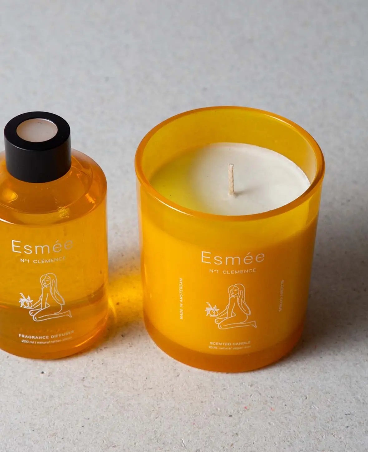 Esmée Premium Scents - N°1 Clémence, Duftkerze mit Duftnote "Bloomy Citrus", 280 g, Gelb