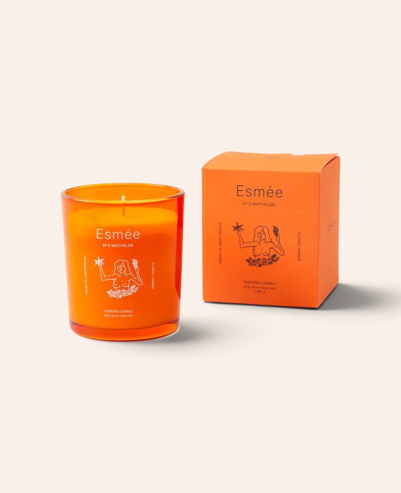 Esmée Premium Scents – N°3 Mathilde, Duftkerze mit Duftnote “Floral Amber”, 280 g, Orange