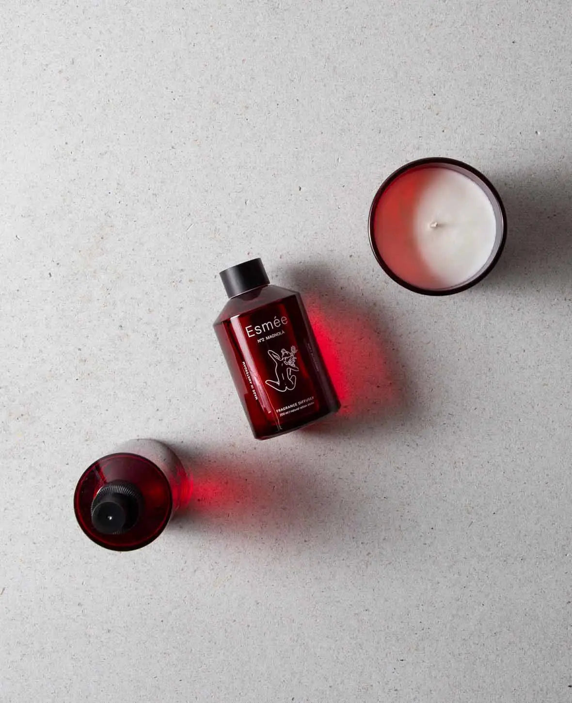Esmée Premium Scents - N°2 Magnolà, Diffusor mit Duftnote "Soft Blossoms", 200 ml, Rot