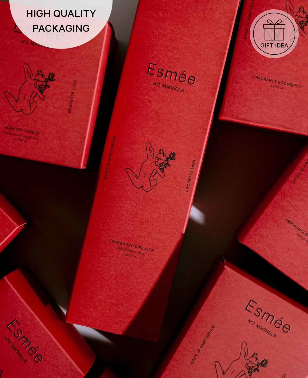 Esmée Premium Scents - N°2 Magnolà, Raumspray mit Duftnote "Soft Blossoms", 200 ml, Rot