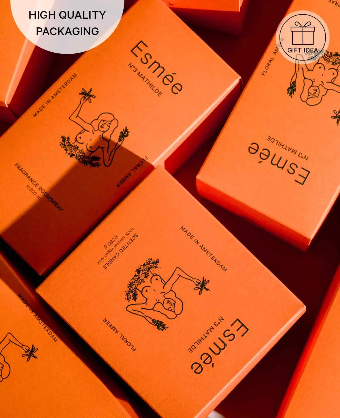 Esmée Premium Scents - N°3 Mathilde, Raumspray mit Duftnote "Floral Amber", 200 ml, Orange