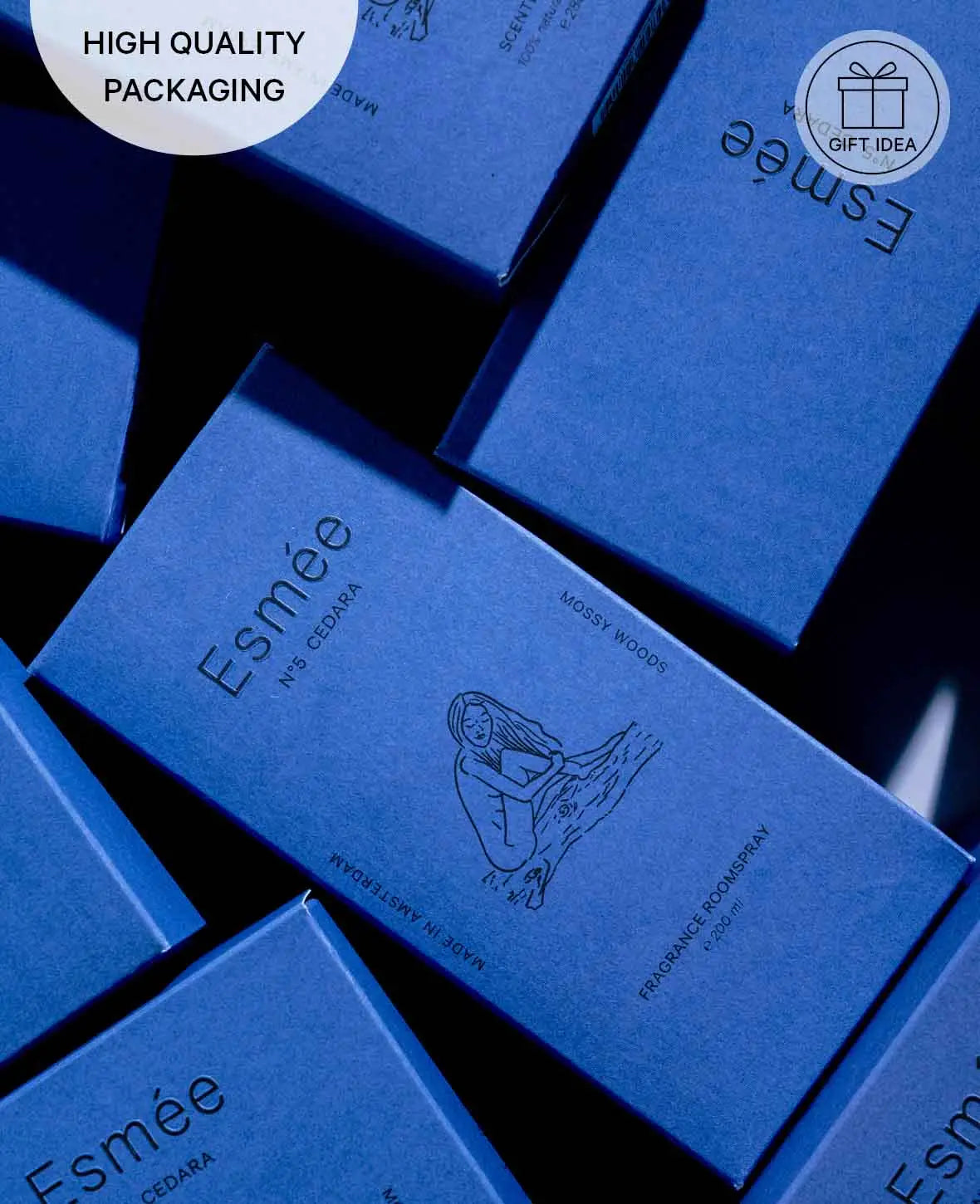 Esmée Premium Scents - N°5 Cedara, Raumspray mit Duftnote "Mossy Woods", 200 ml, Blau