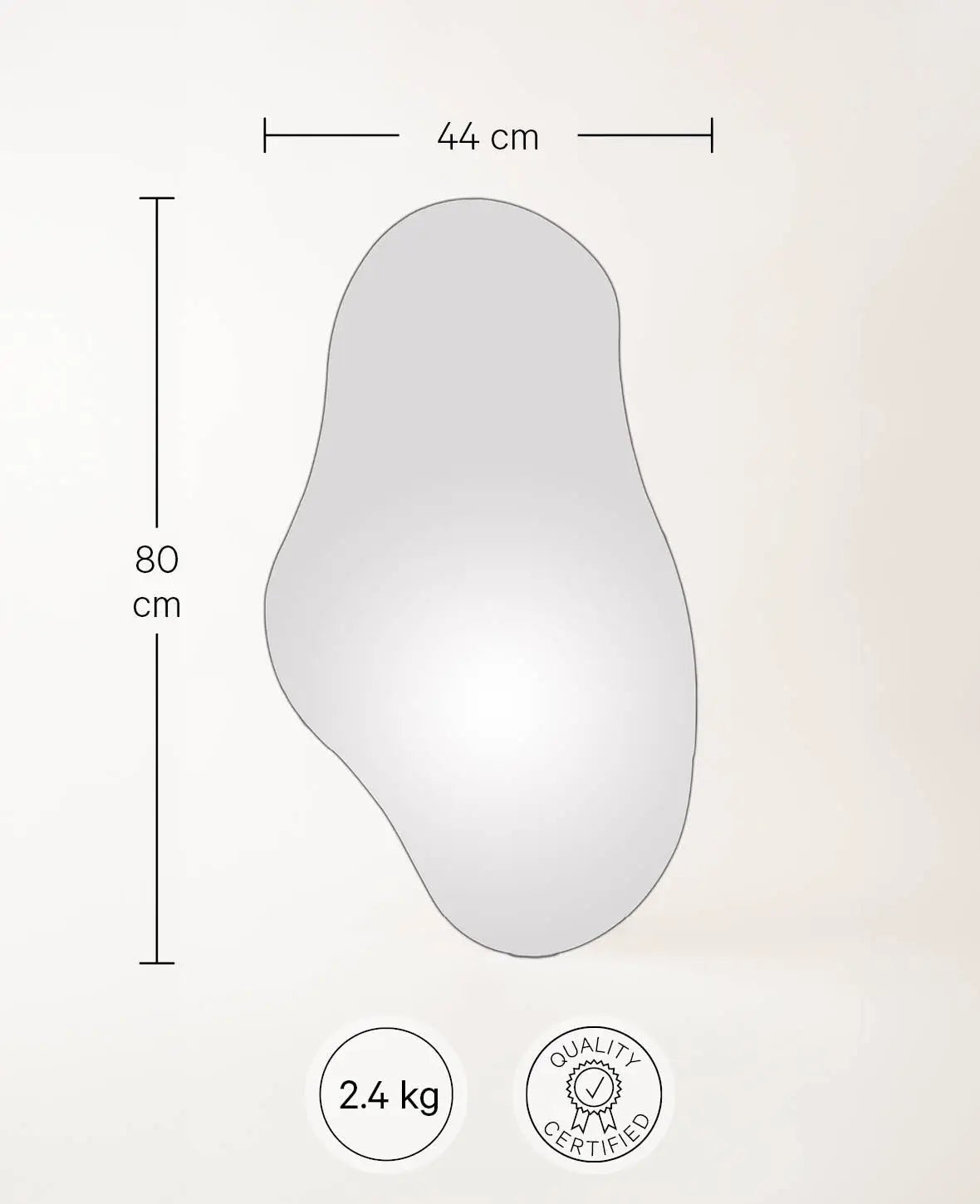Wellenförmiger Spiegel, 44 cm x 80 cm