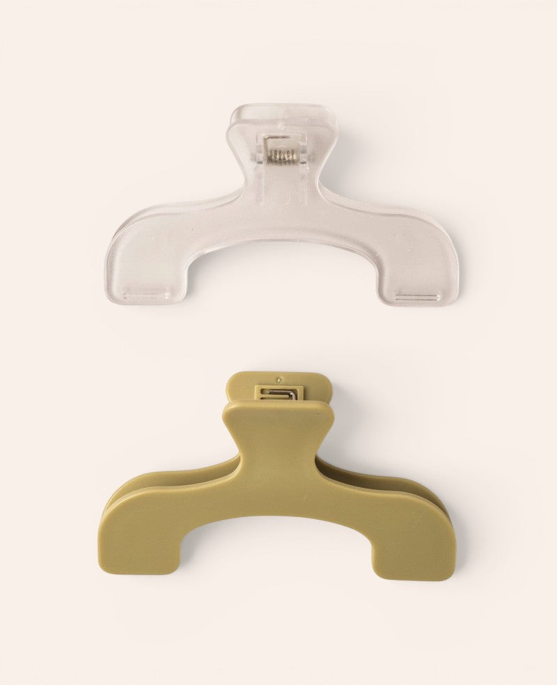2er-Set Buchklammern mit Feder, 12,2 × 7 cm, transparent/grün