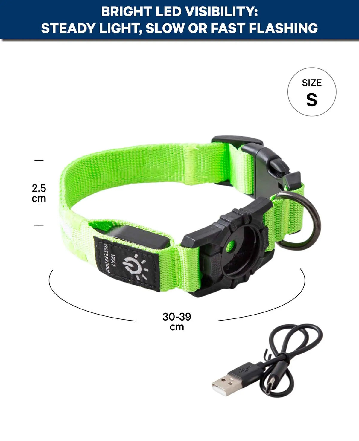 Hundehalsband reflektierend mit Airtag Halter, S