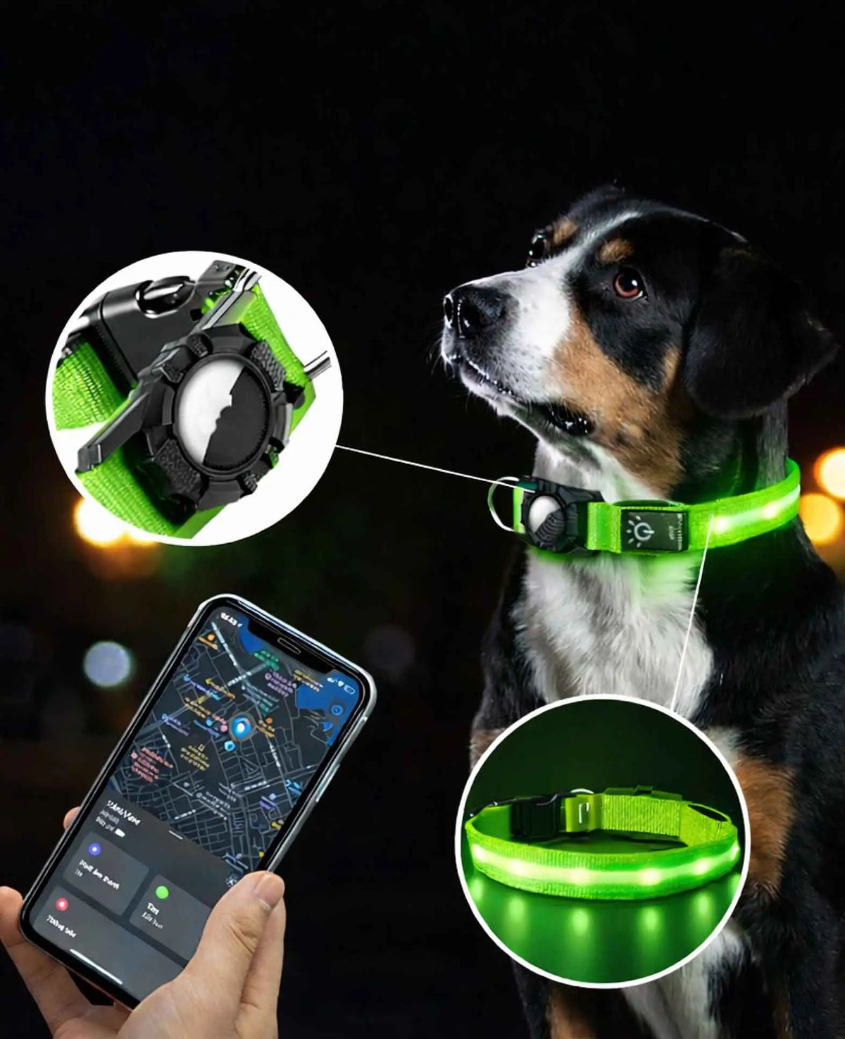 Hundehalsband reflektierend mit Airtag Halter, S