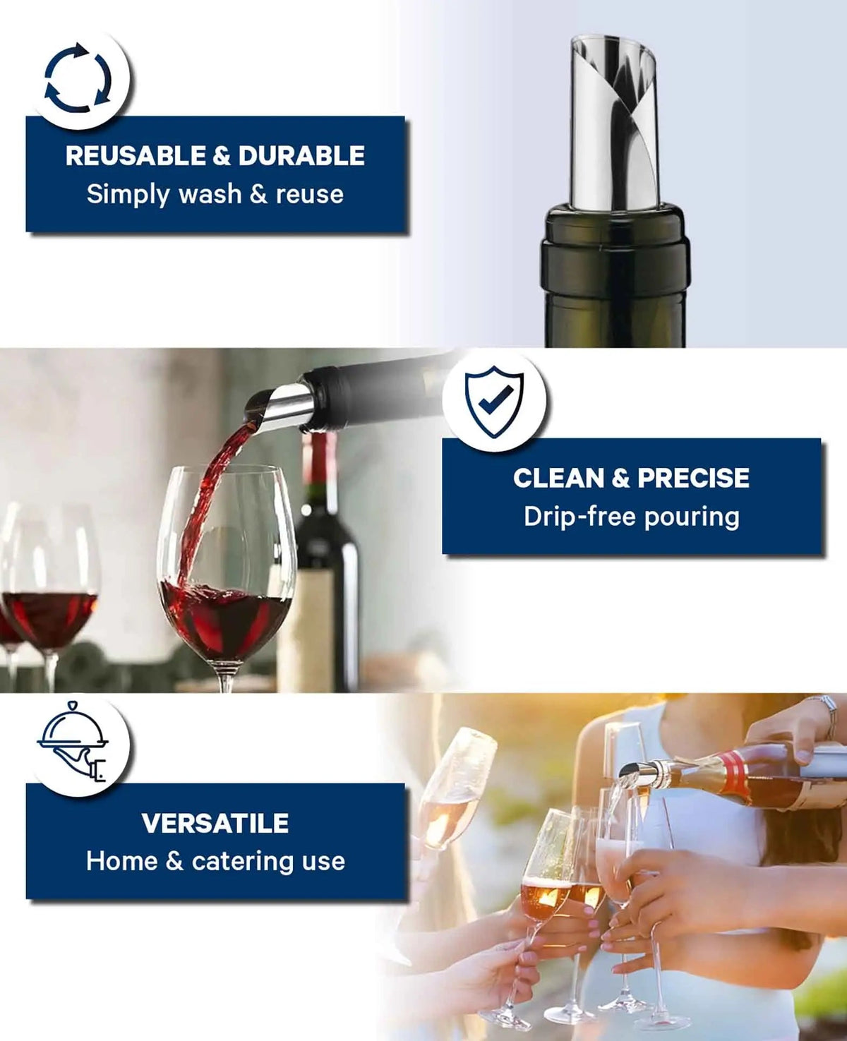 Weinausgiesser, Tropfstop, Silber, ø7.5 cm, 2 Stk.