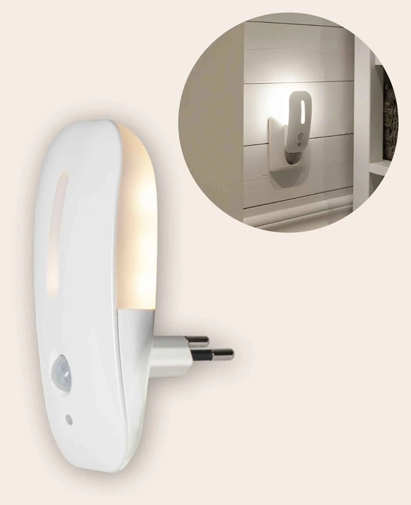 LED Nachtlicht für Steckdose mit Bewegungsmelder, Weiss, 11.5 x 5.7 cm, 1 Stk.