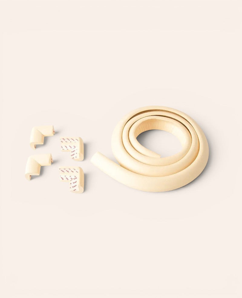 Ecken- & Kantenschutz Set aus Schaumstoff, Beige, 2 m + 4 Eckpolster