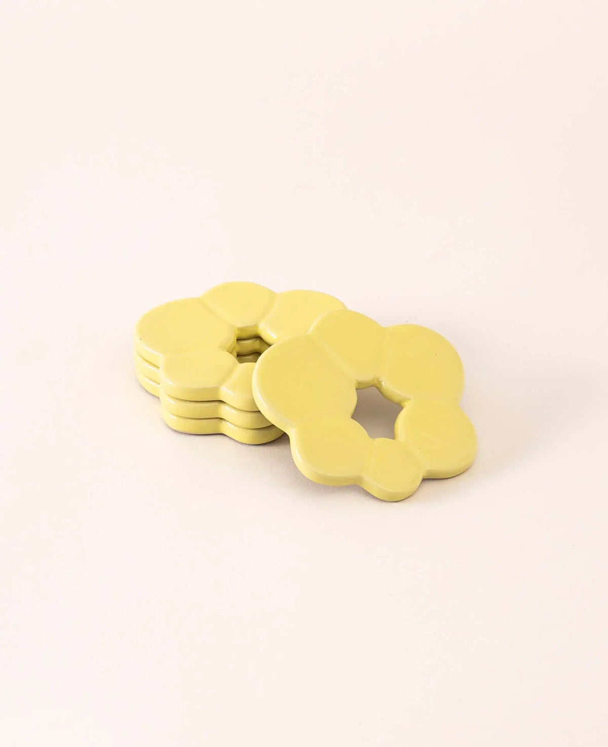 Keramikuntersetzer Blume, Gelb, 10 cm, 4 Stück