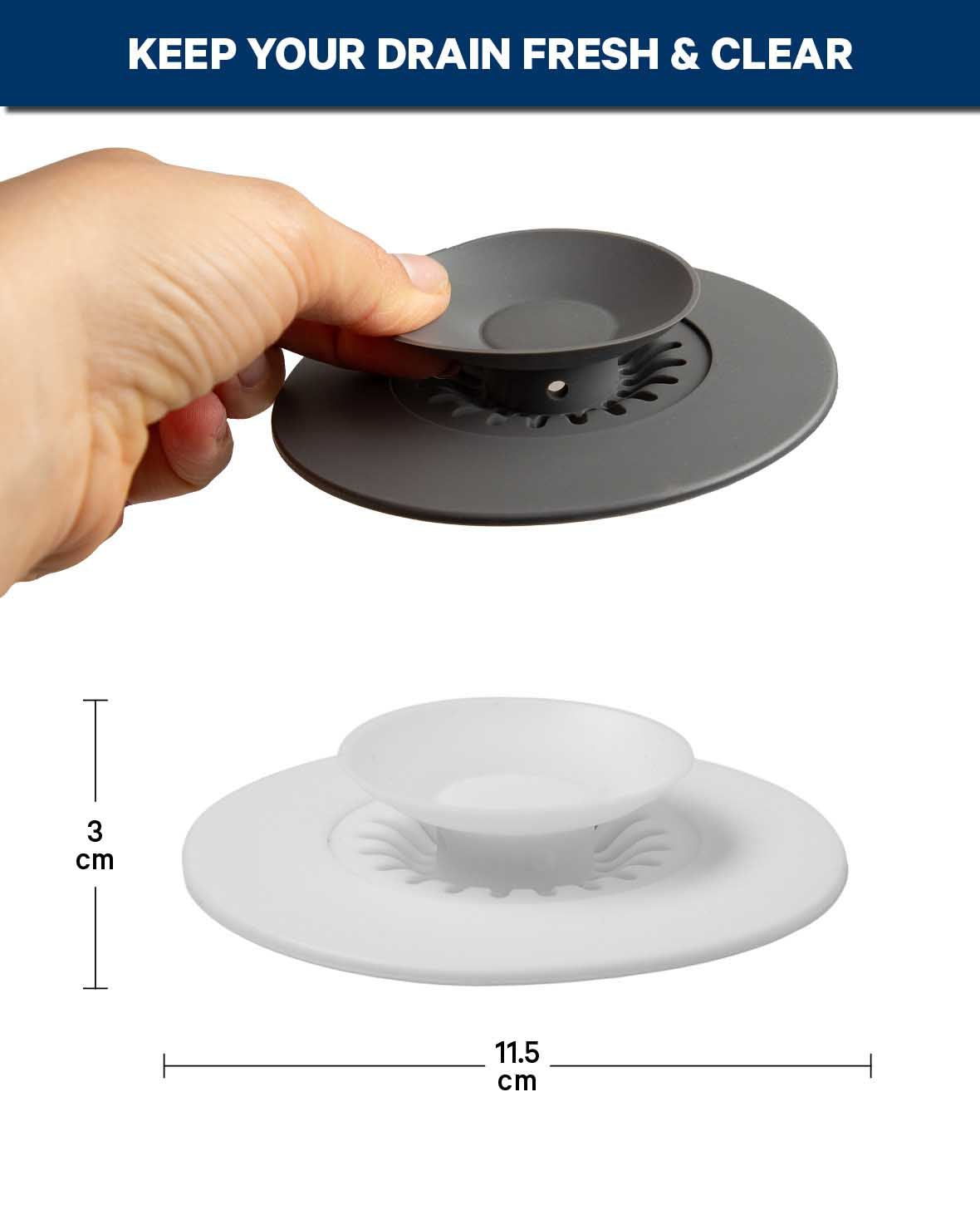 Silikon Abfluss-Haarfänger Weiss – flexibel, hygienisch & rostfrei