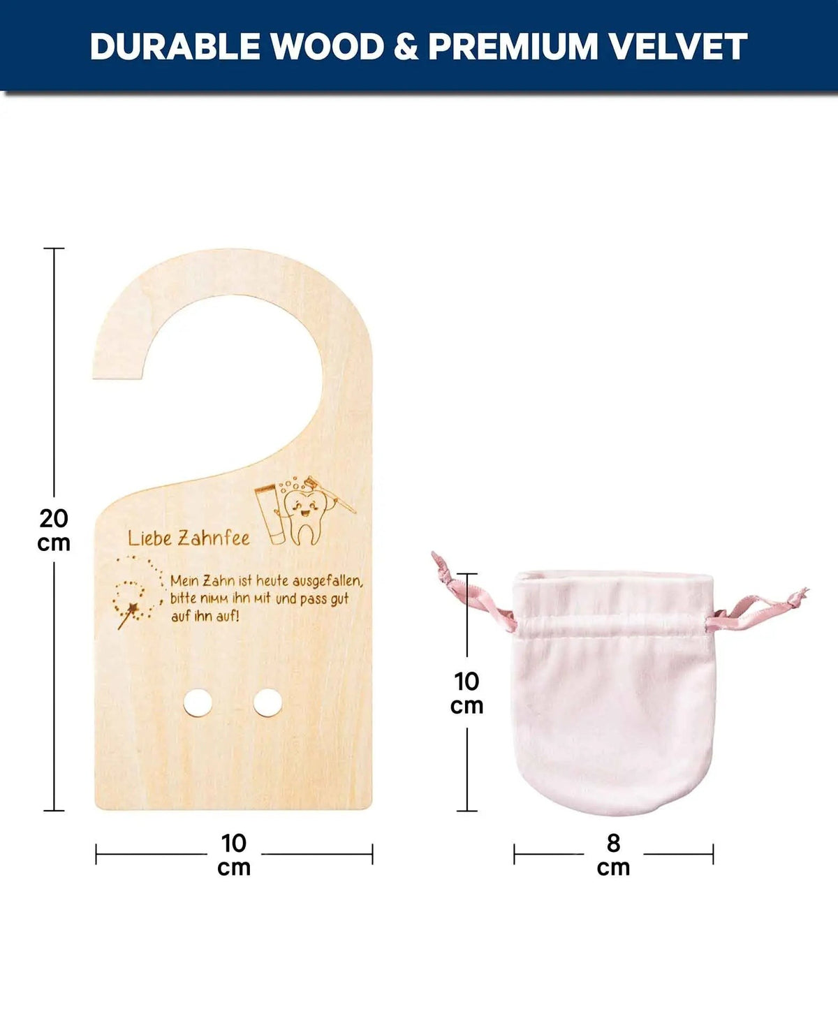 Zahnfee Türhänger Set, Rosa, 10 x 20 cm