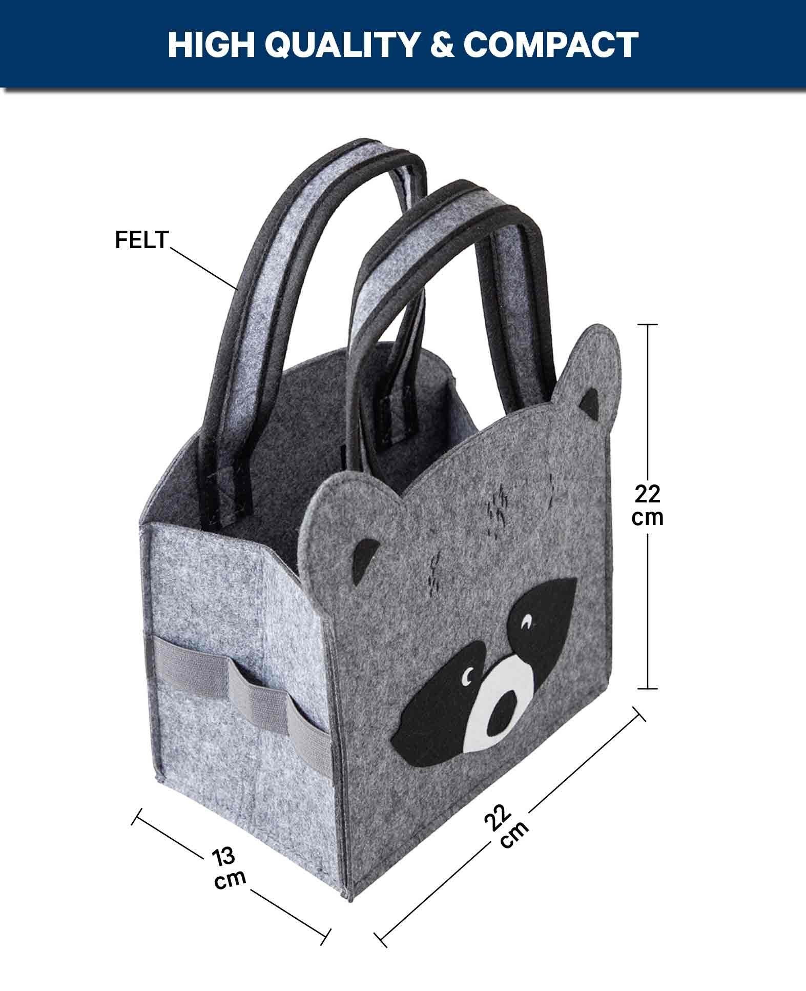 Tonieboxtasche Waschbär aus Filz, Grau