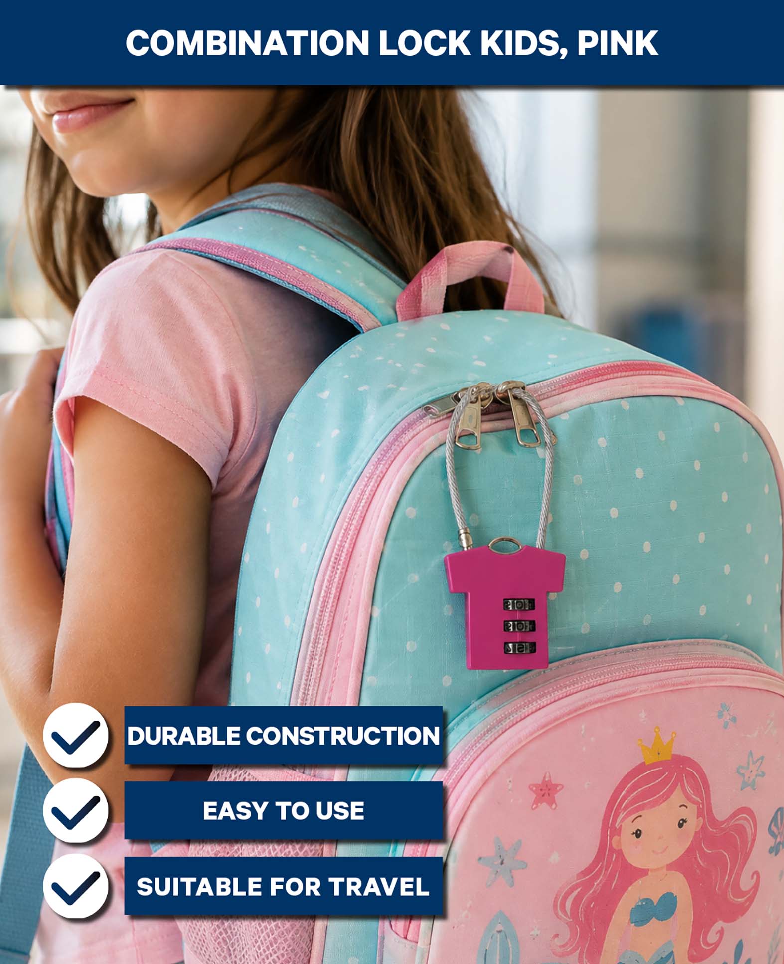 Zahlenschloss Kids 3-stellig, Pink