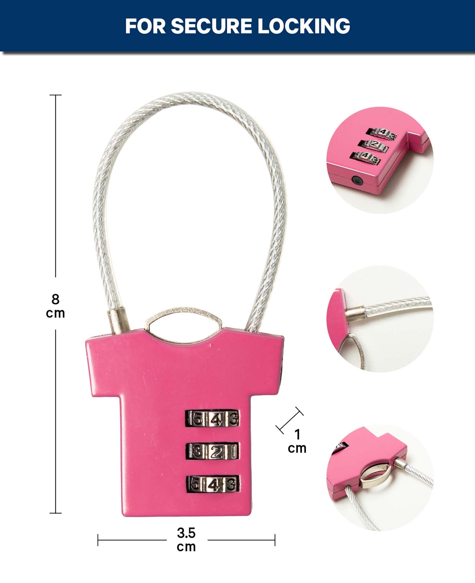Zahlenschloss Kids 3-stellig, Pink