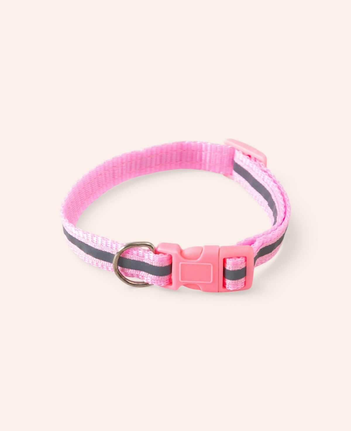 Esmée reflektierendes rosa Nylon-Halsband für Hunde und Katzen mit Steckverschluss und D-Ring