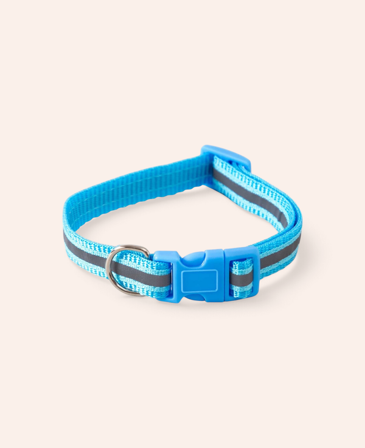 Esmée blaues, verstellbares Nylon-Halsband für Hunde und Katzen mit reflektierenden Streifen und Steckverschluss