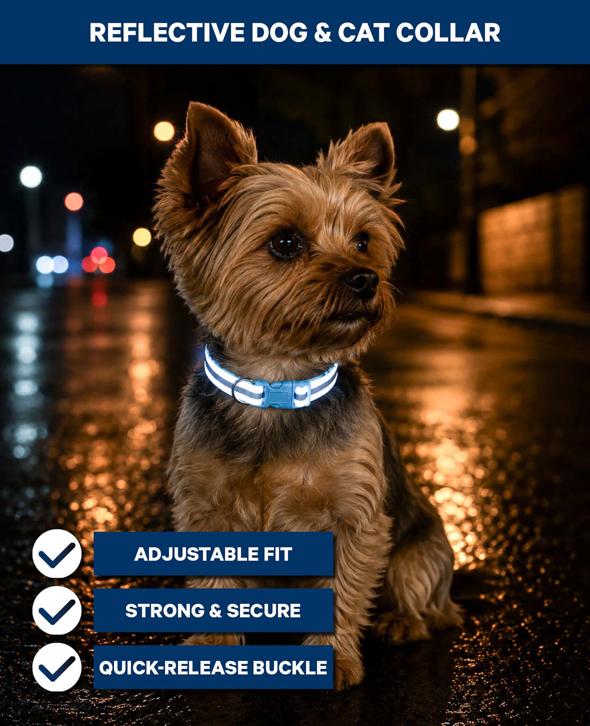 Reflektierendes Hunde- & Katzenhalsband, Blau
