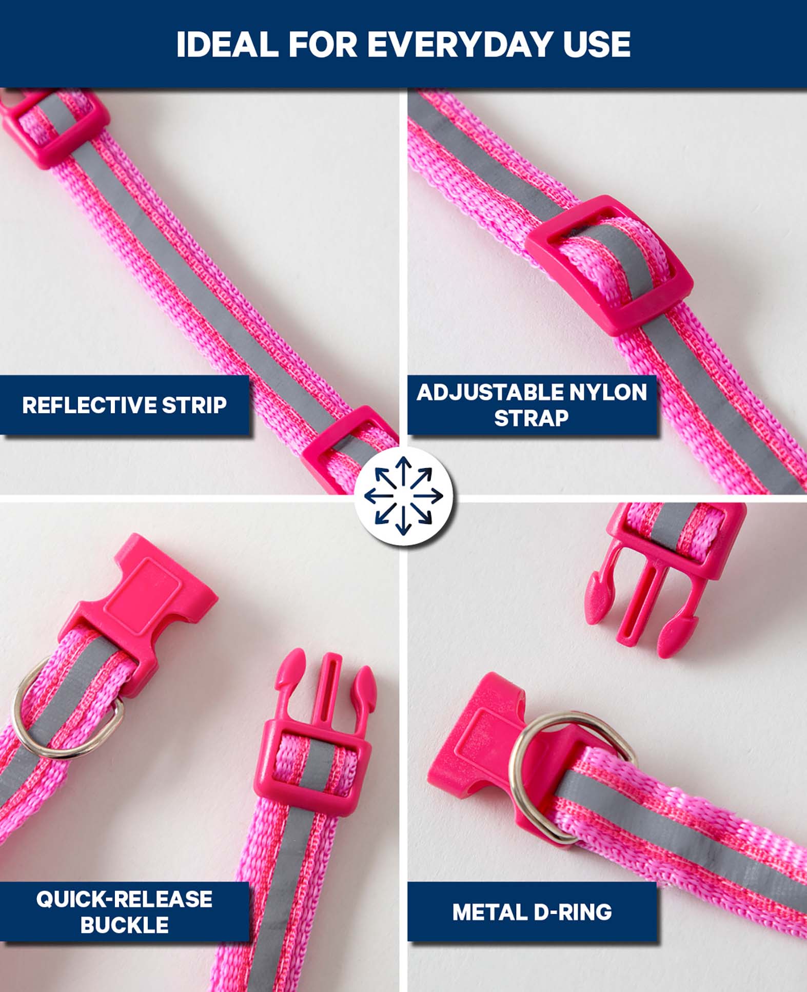 Reflektierendes Hunde- & Katzenhalsband, Pink