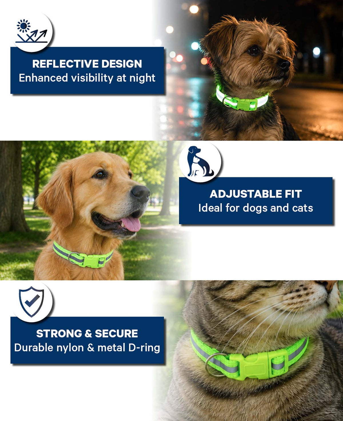 Reflektierendes Hunde- & Katzenhalsband, Grün