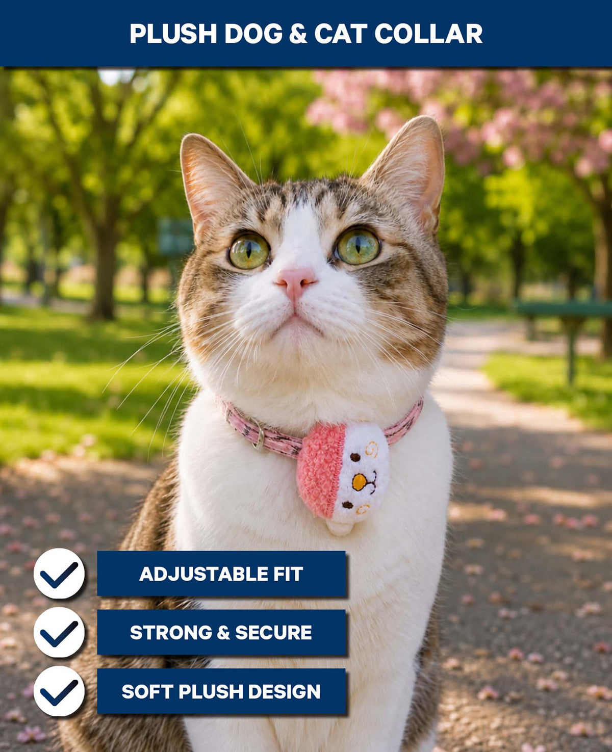 Hunde- und Katzenhalsband Plüsch, Rosa
