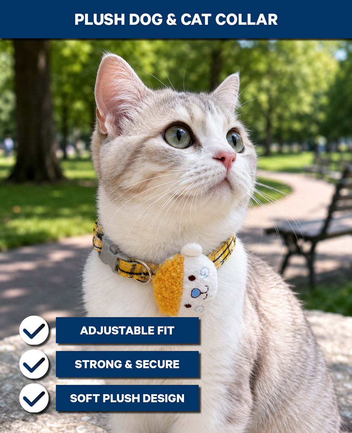 Hunde- und Katzenhalsband Plüsch, Gelb