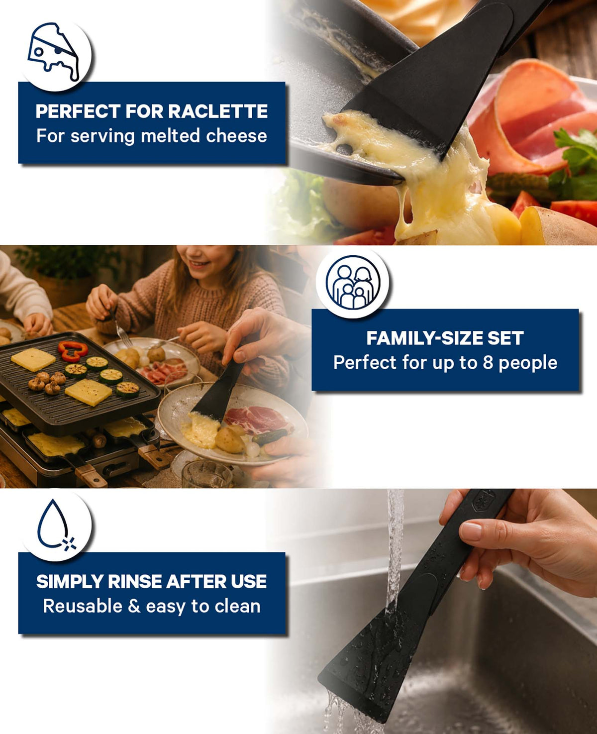 Raclette Schaber aus Silikon, 8er Set