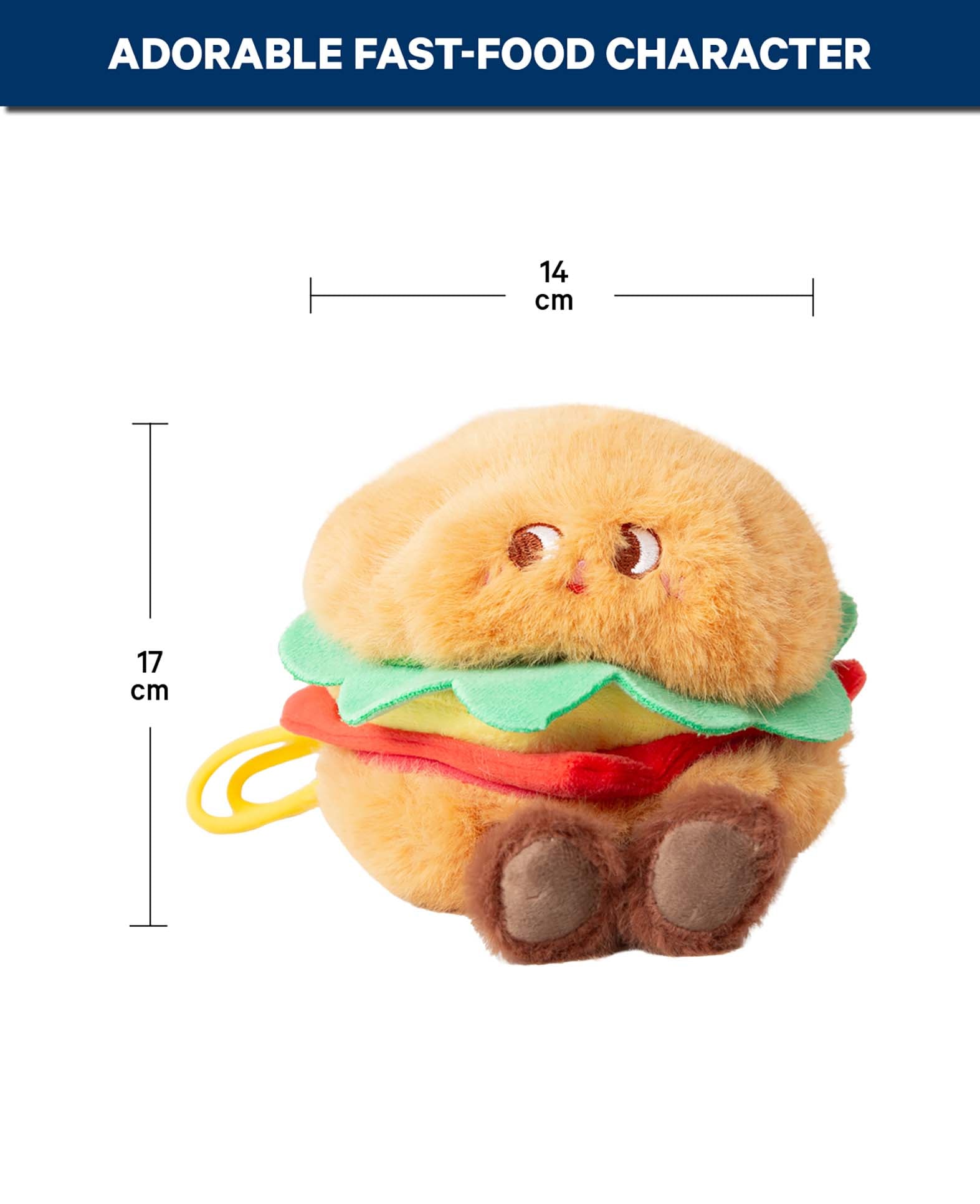 Bag Charm, Plush Burger, 14 x 17 cm