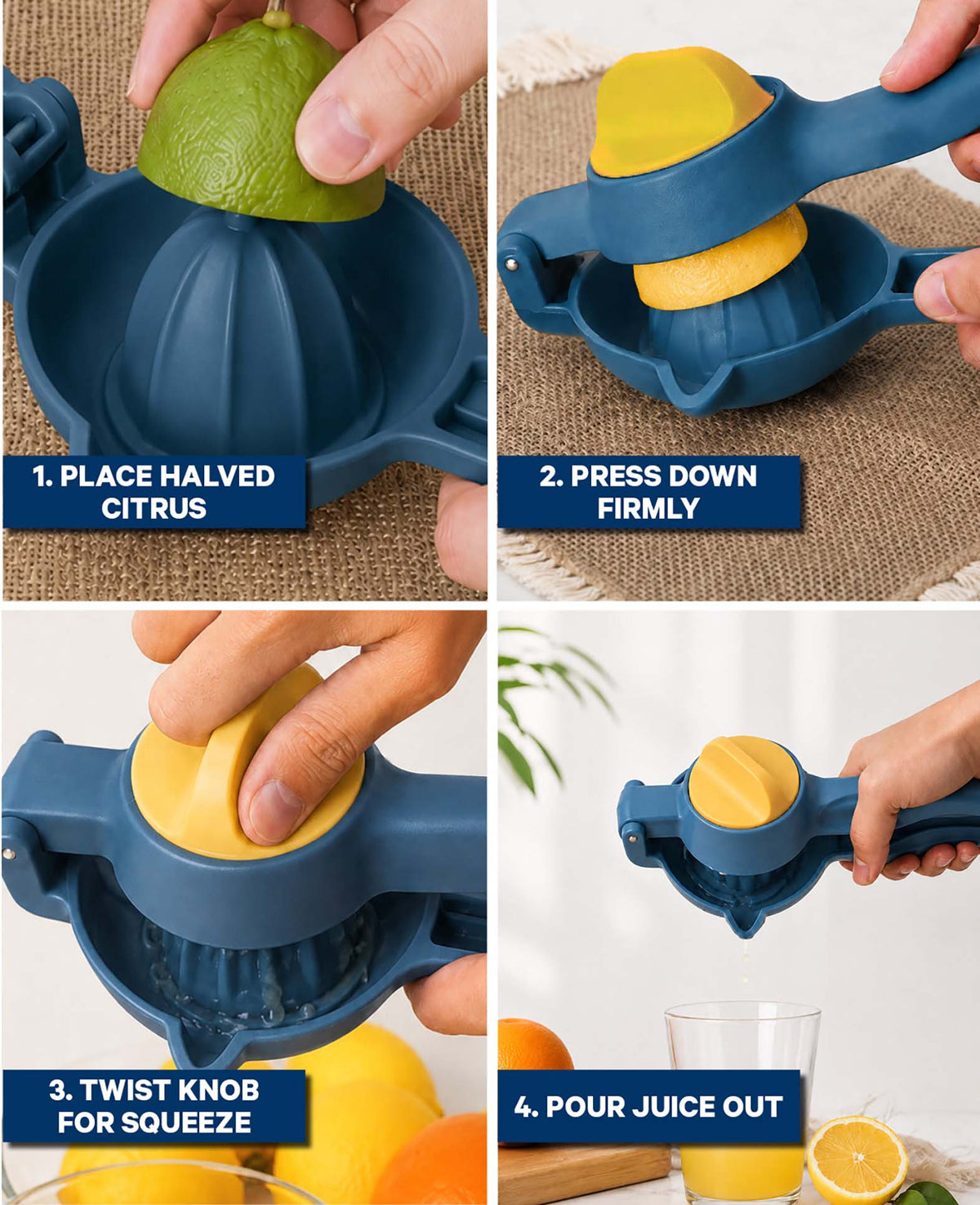 2-in-1 Zitronenpresse, Blau