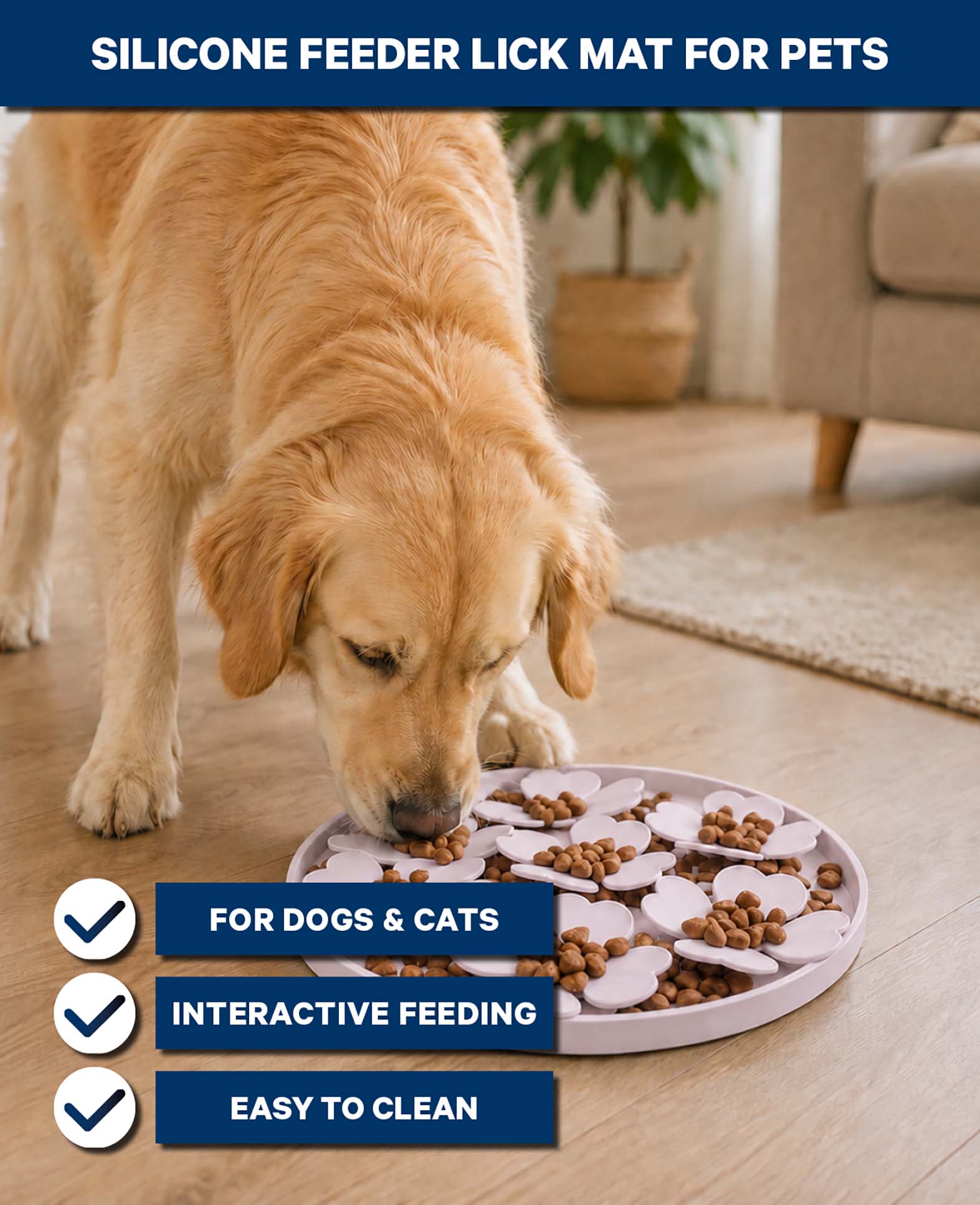 Pet Lick Mat for Dogs & Cats, Purple