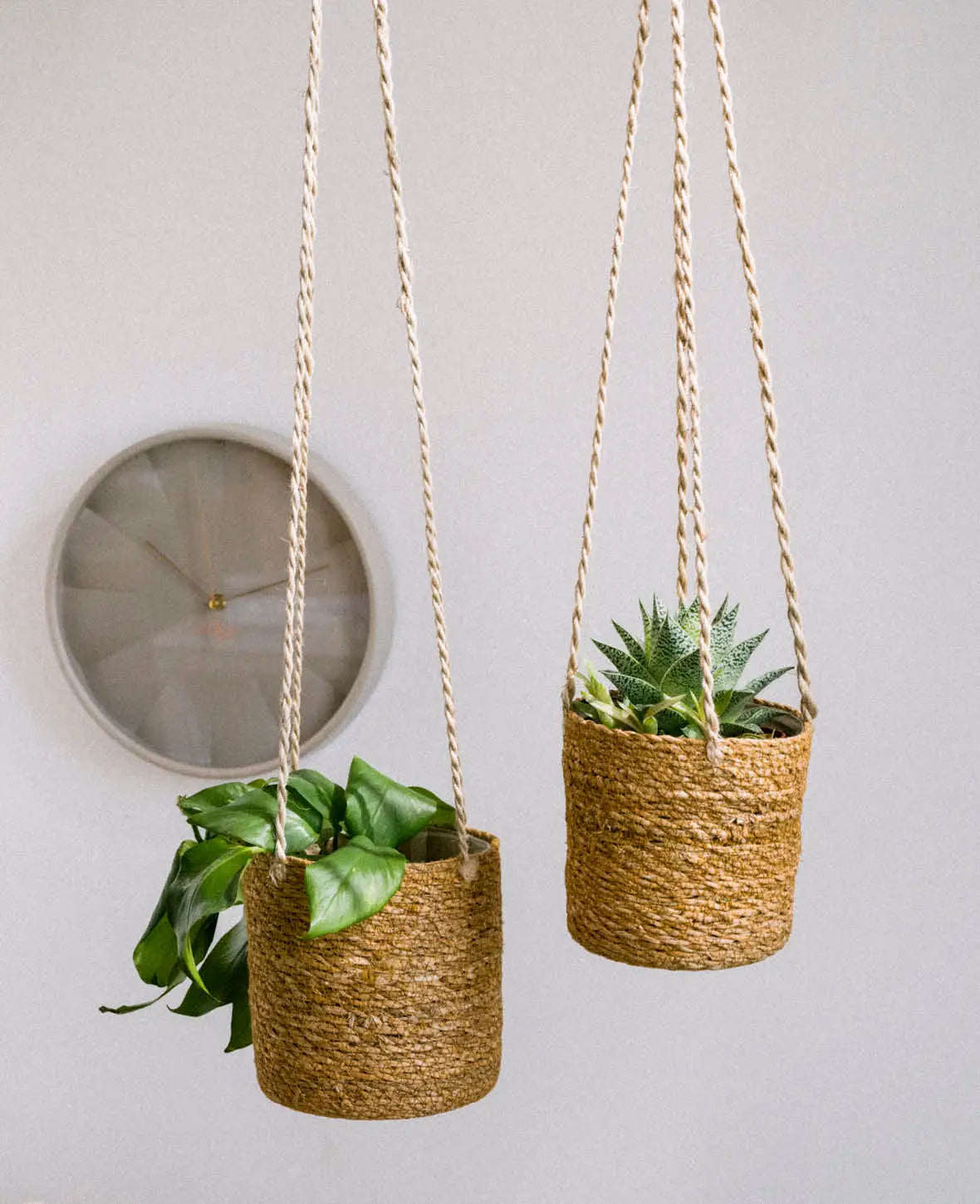 2er Set Hängekörbe, Hellbraun, Ø 16 cm