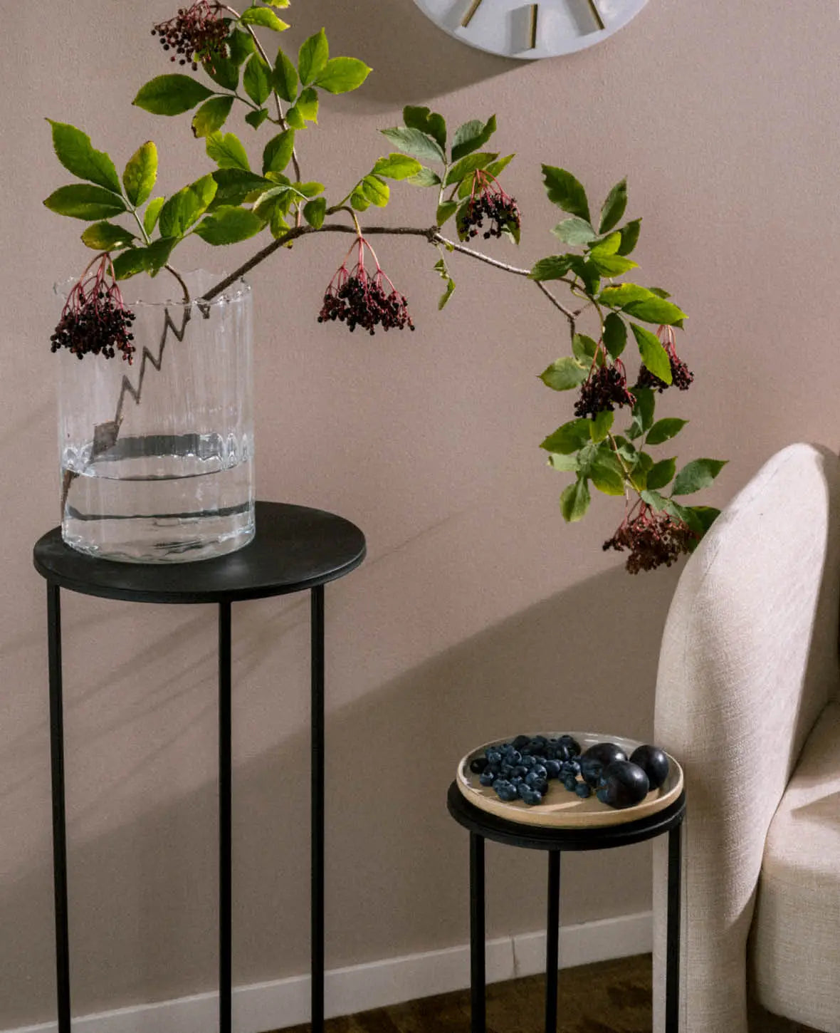 Lot de 3 supports à plantes, ronds, noirs