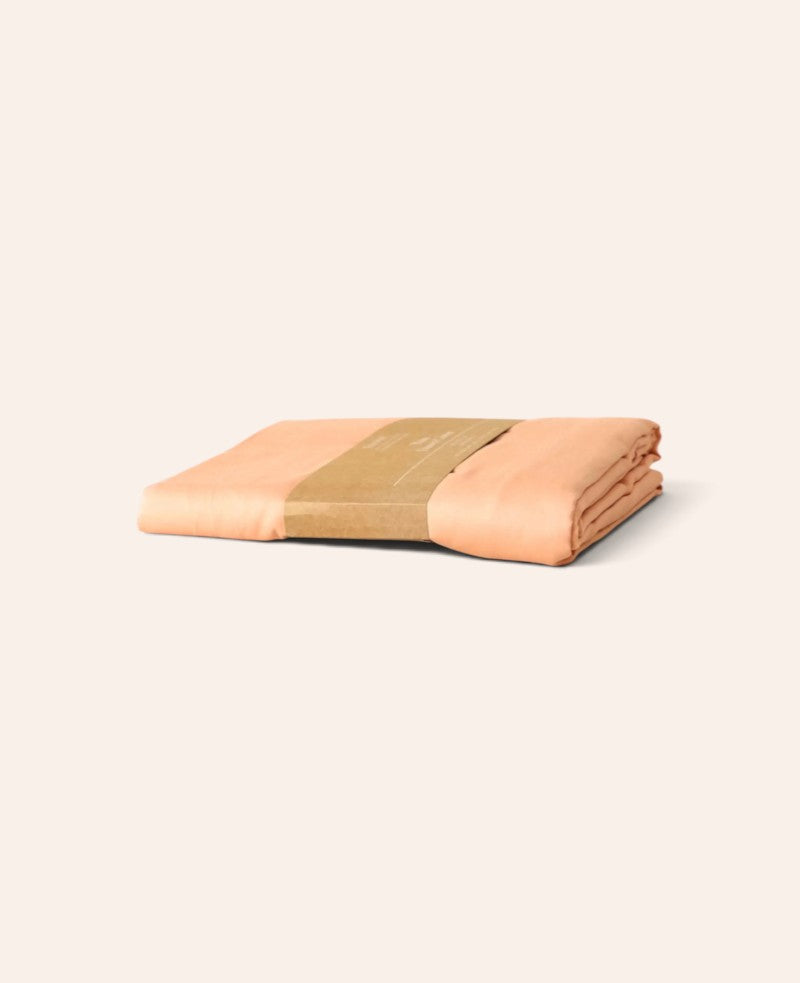 "Thia Soft Peach" Bettbezug / Duvetbezug aus Pfirsichfarben / Altrosa Bio Baumwoll-Satin, 160 x 210 cm