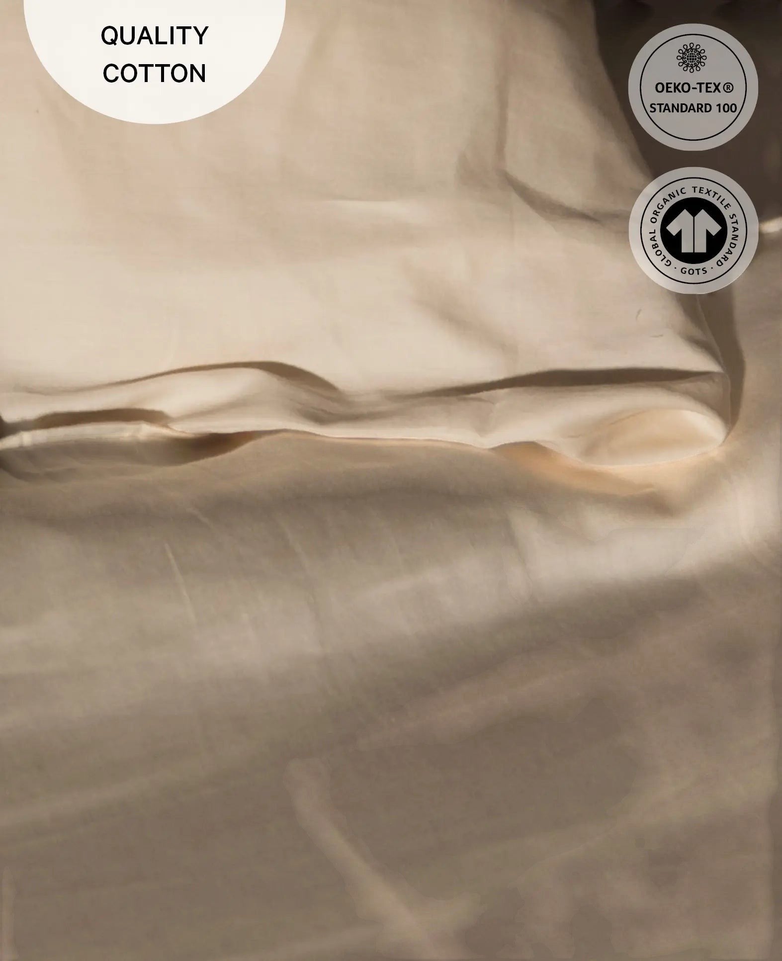 "Thia Oatmeal" Bettbezug / Duvetbezug aus Cremefarbenem Bio Baumwoll-Satin, 160 x 210 cm