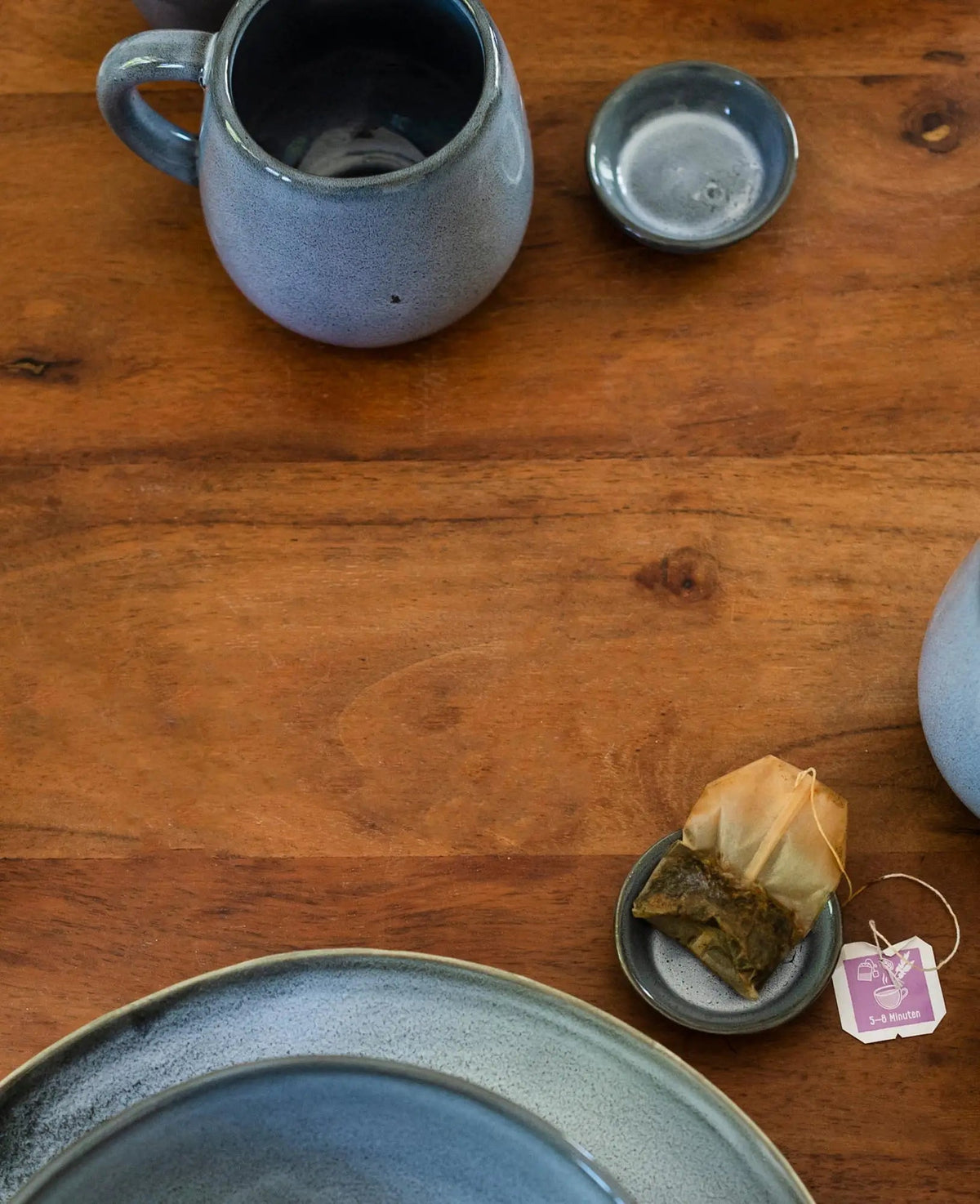 Handglasierte blau-graue Tasse "Costal", 350 ml, H 9.2 x Ø 9 cm