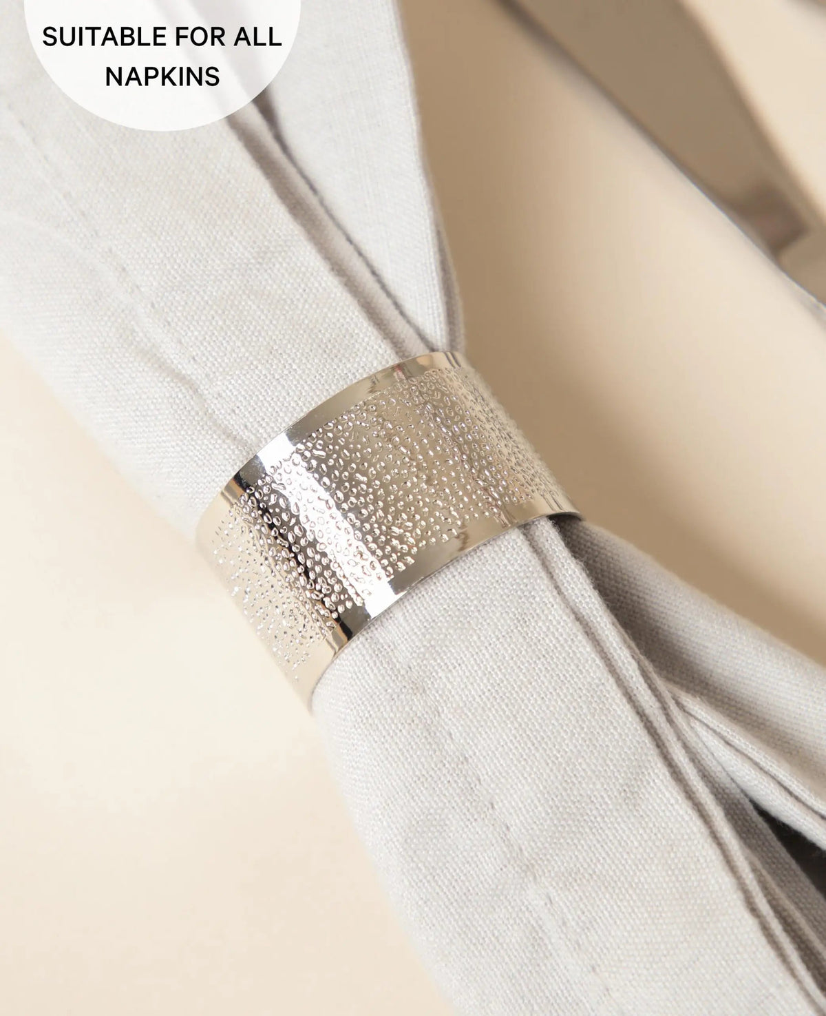 Schlichter, eleganter Serviettenring aus Metall für Stoffservietten, Ø 4.5 cm, Silber