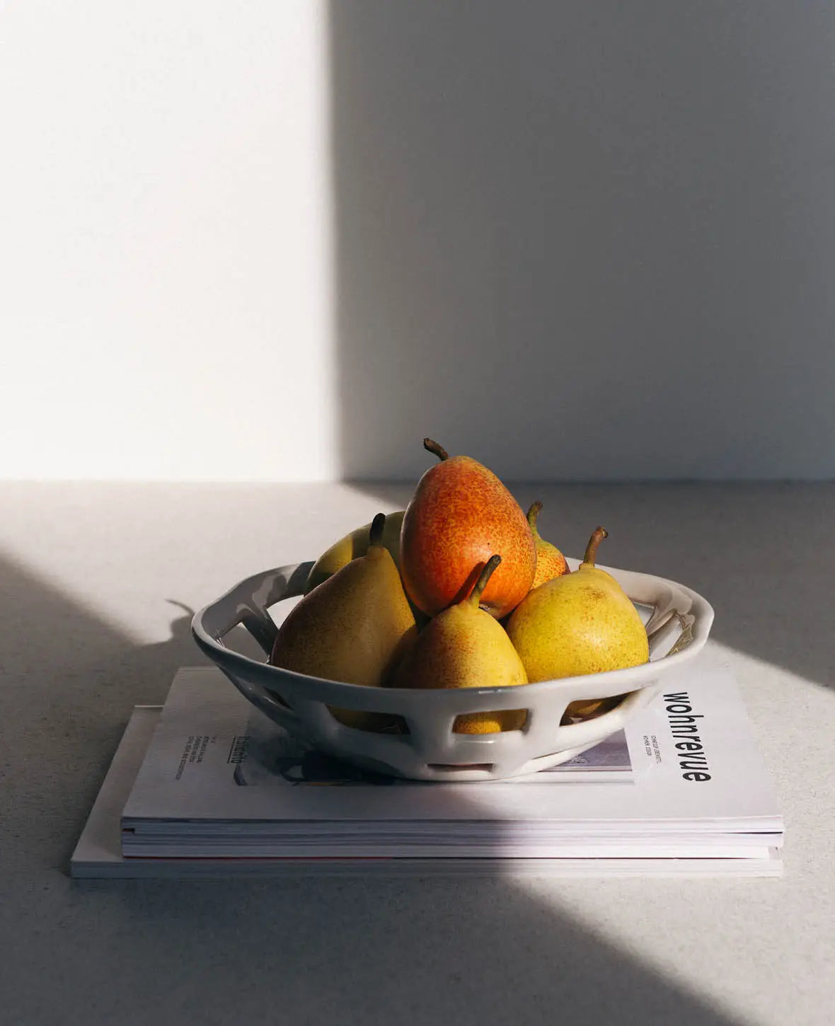 Keramik Fruchtschale / Obstschale in Korb Form, weiss, Ø 24 cm