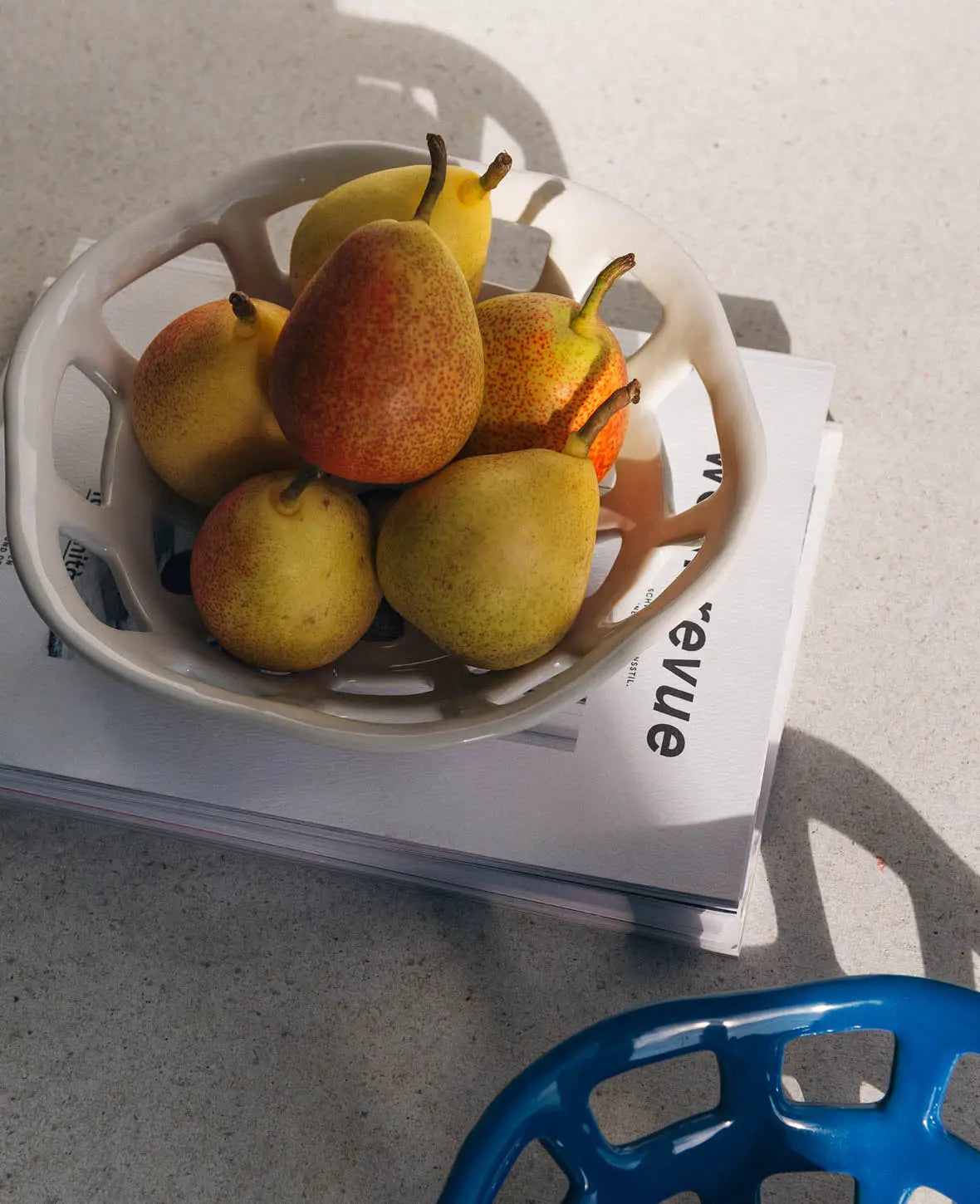 Keramik Fruchtschale / Obstschale in Korb Form, weiss, Ø 24 cm