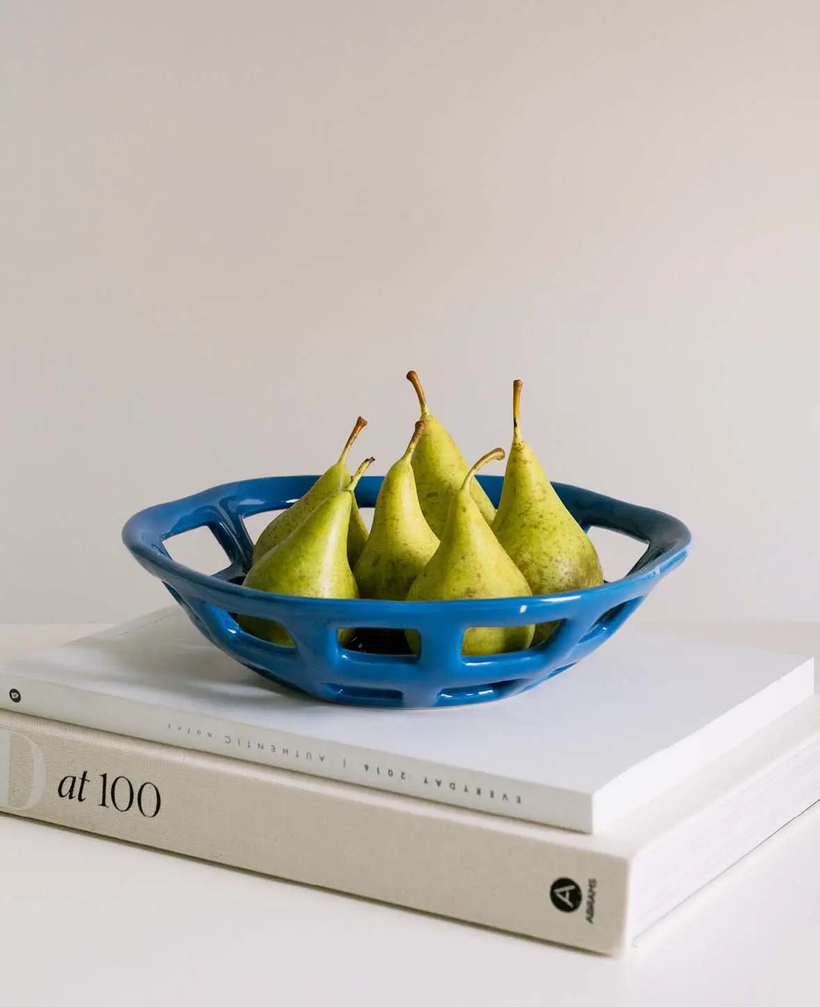 Keramik Fruchtschale / Obstschale in Korb Form, blau, Ø 24 cm