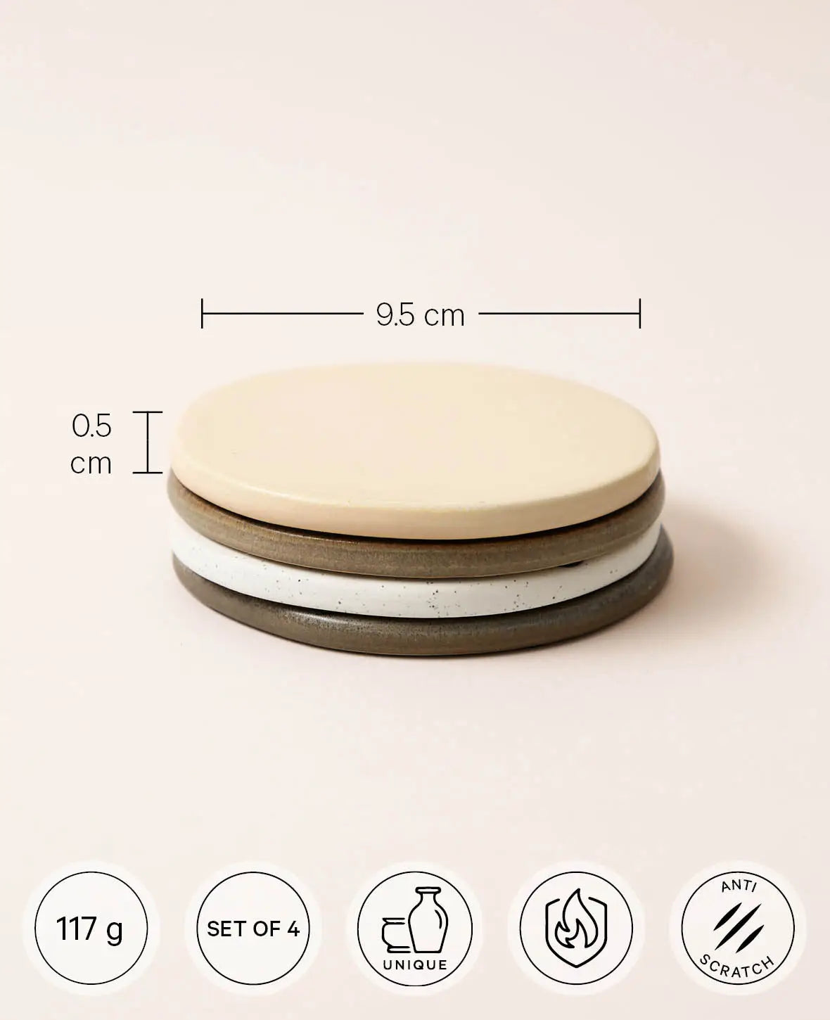 4er Set Keramikuntersetzer "Earth", verschiedene Erdfarben, Ø 9.5 cm