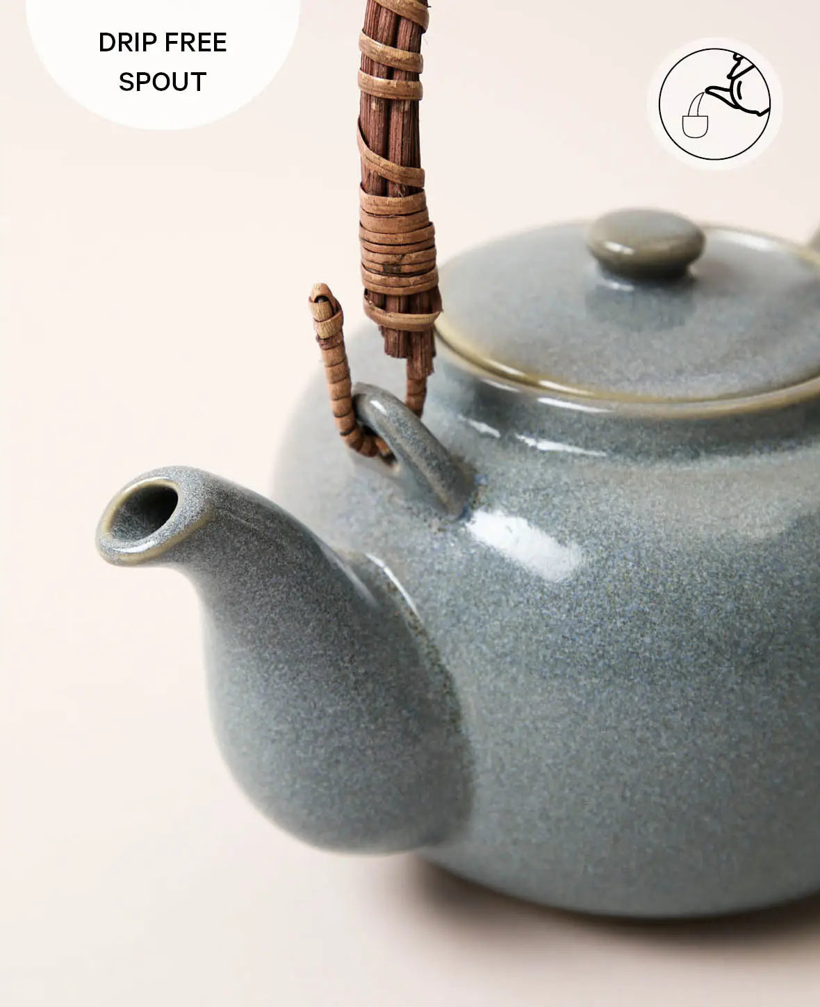 Blau-grau glasiertes, japanisches Keramik Teeset mit Krug und 4 Tassen "Kaori" 7 dl / 100 ml