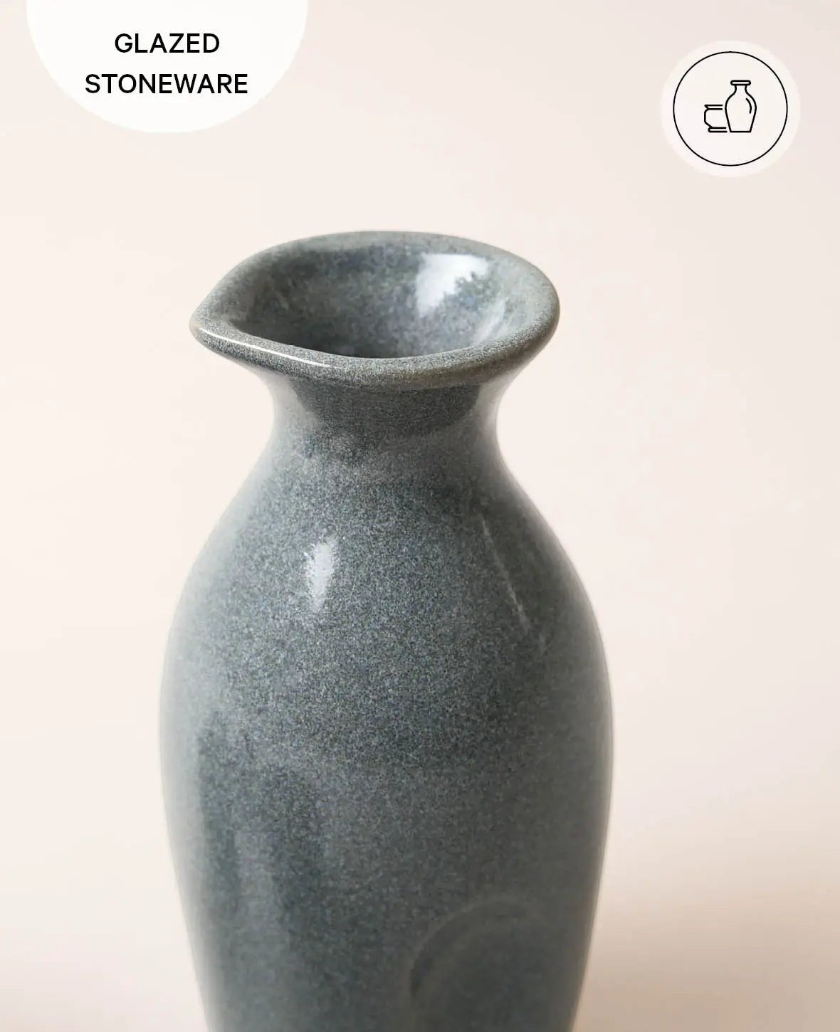 Blau-grau glasiertes Keramik Sake Set "Tsuki" mit Krug und 4 Bechern 3 dl / 50 ml
