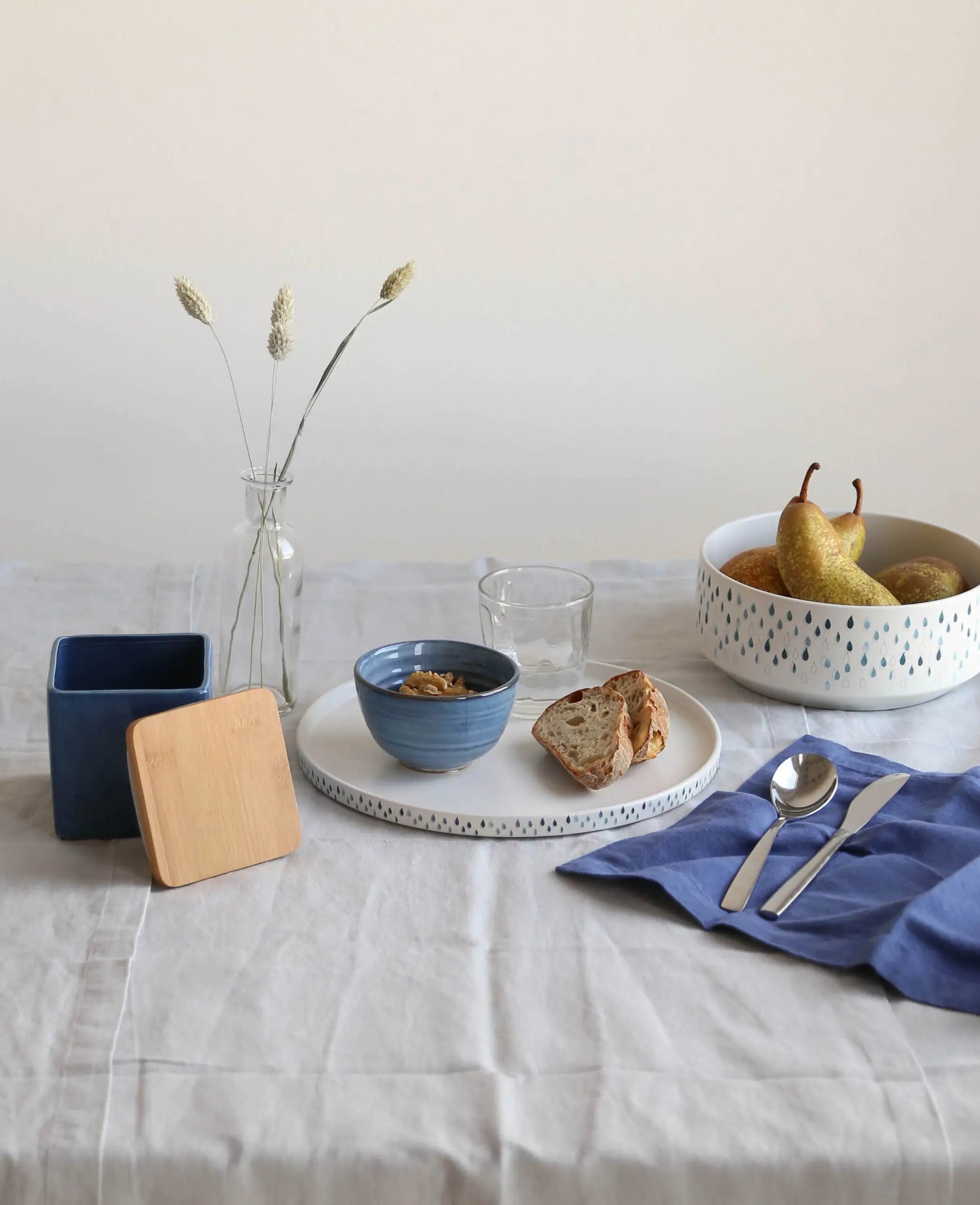 Handglasierte Mini Keramikschale in blau, Ø 11 cm