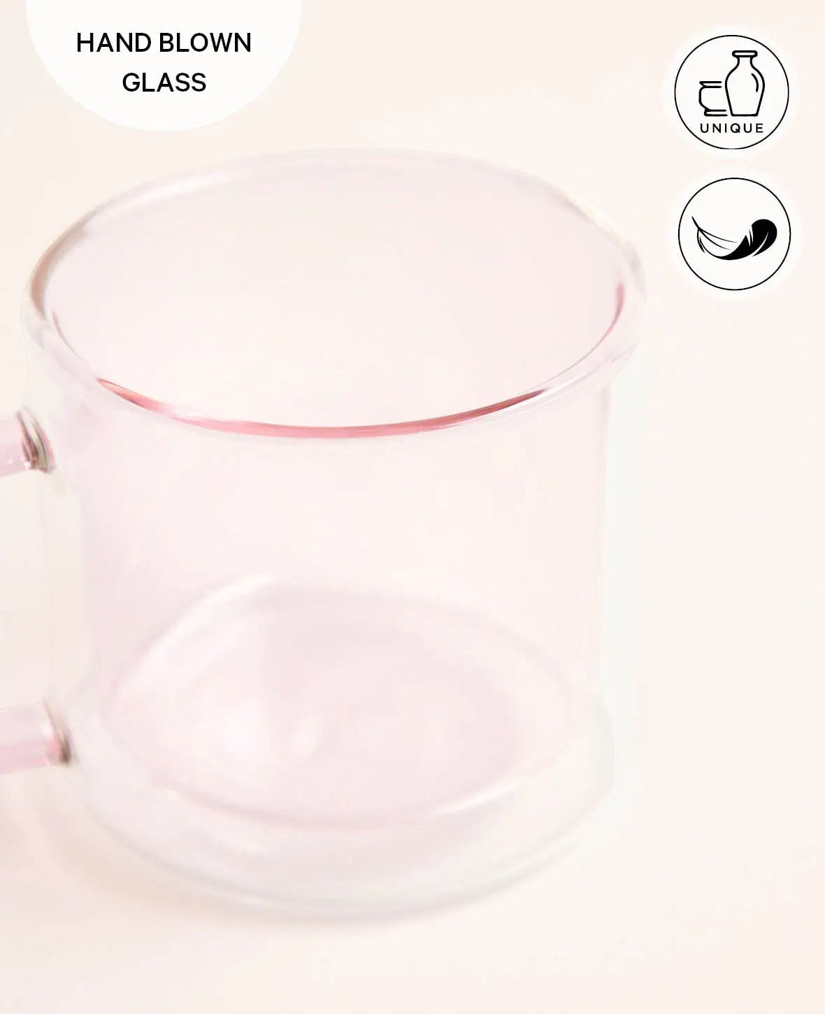 Doppelwandiges Teeglas / Tasse "Lenn", mit Griff, in rosa, 250ml